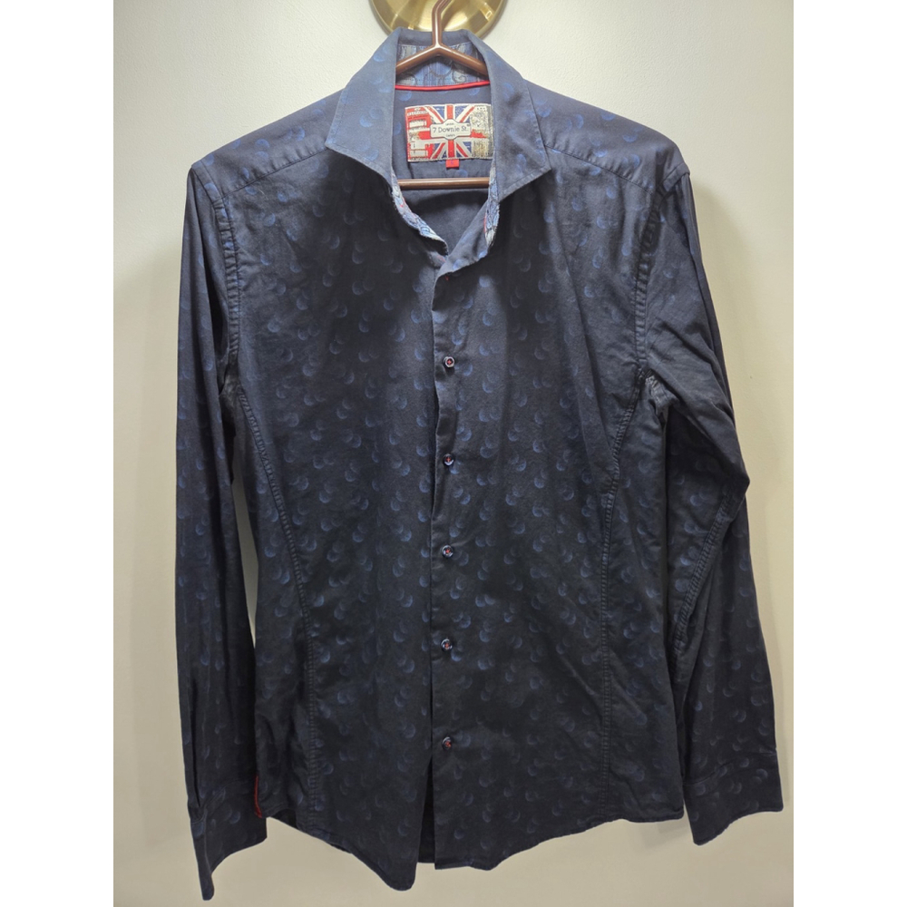 7 Downie St. London Couture Men Shirt Size 4 Long Sleeves Marine